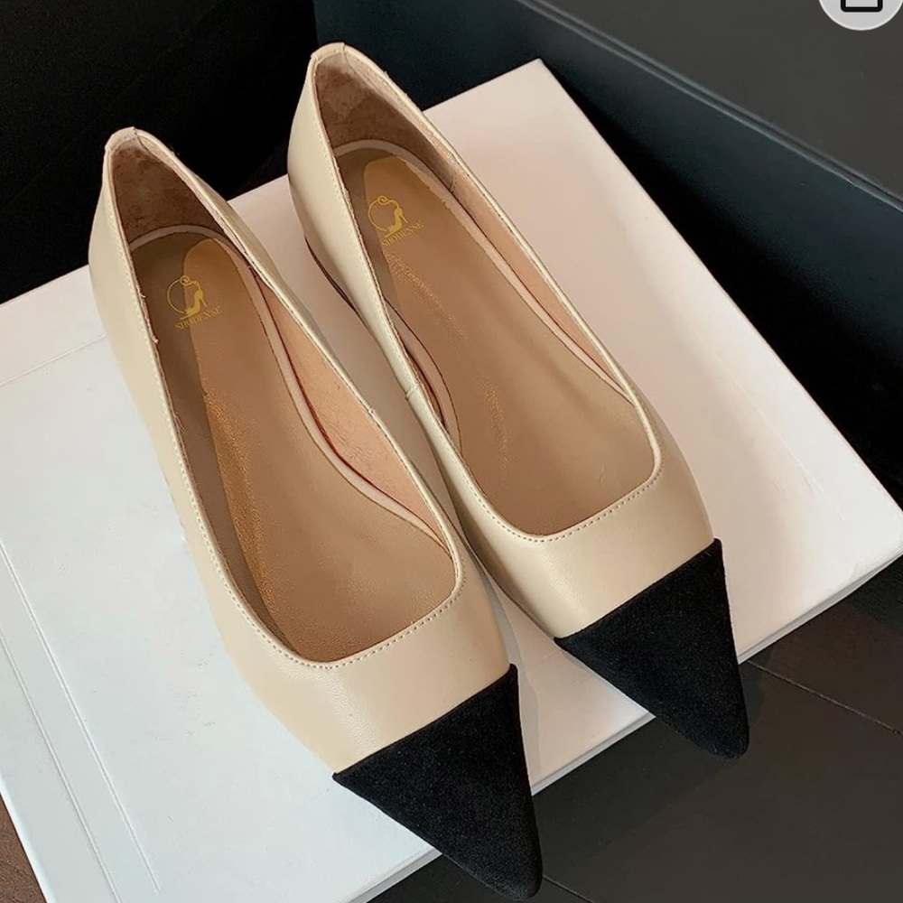 NWT Genuine leather flats with suede toe.